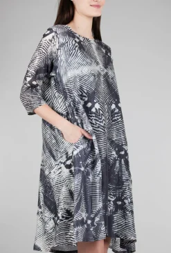 Shop Evie Lou Silky Shibori Dye Dress, Black/Ivory