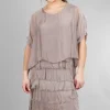 Store Evie Lou Sleeved Tattered-Tiers Dress, Taupe