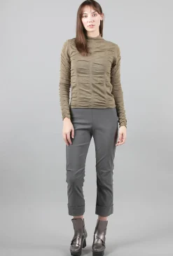 Cheap Evie Lou Slim Ruched Mock Pullover, Olive