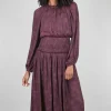 Hot Evie Lou Smocked Details Midi Dress, Plum