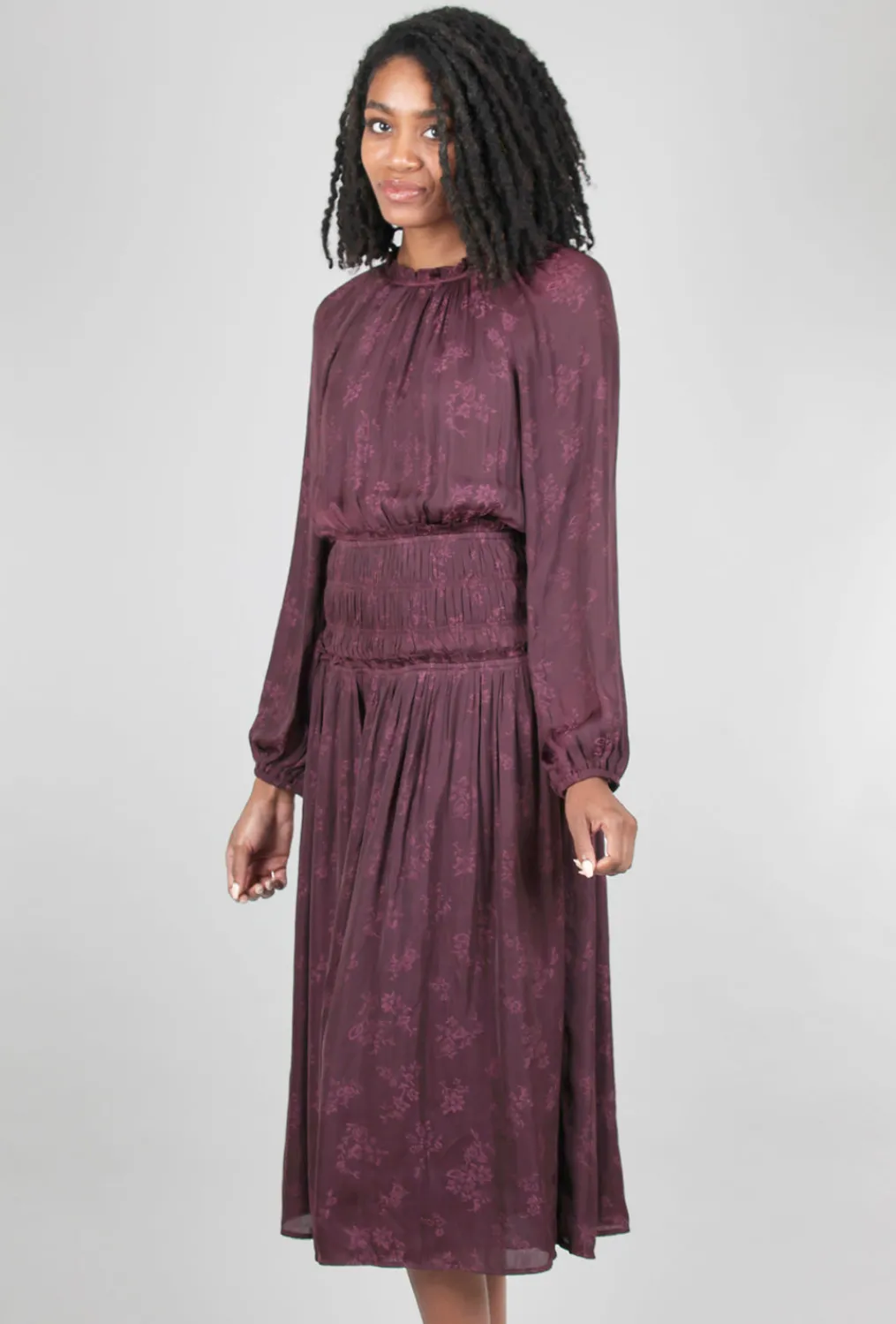 Hot Evie Lou Smocked Details Midi Dress, Plum
