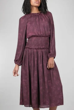 Hot Evie Lou Smocked Details Midi Dress, Plum