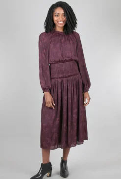 Hot Evie Lou Smocked Details Midi Dress, Plum