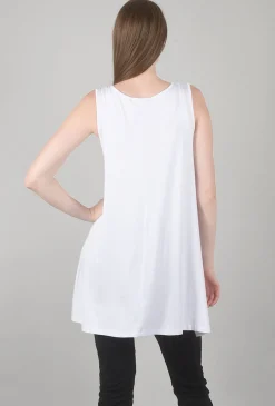 Sale Evie Lou Smooth Jersey Long Full Tank, White
