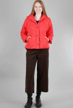 Cheap Evie Lou Snap-Front Hooded Puffer, Lava Orange
