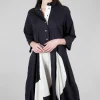 Shop Evie Lou Snap-Front Poplin Dress, Black/White