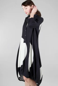 Shop Evie Lou Snap-Front Poplin Dress, Black/White