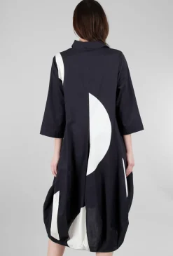 Shop Evie Lou Snap-Front Poplin Dress, Black/White