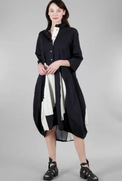 Shop Evie Lou Snap-Front Poplin Dress, Black/White