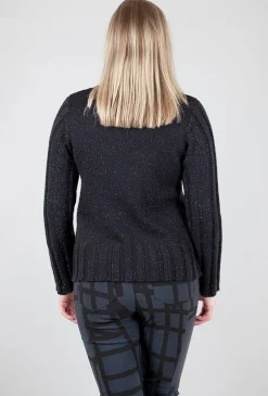 Best Sale Evie Lou Snow Bunny Overlay Sweater, Black