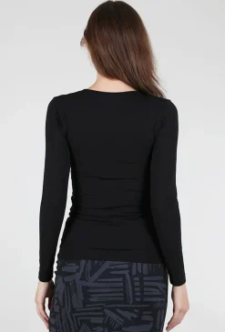 Best Sale Evie Lou Solid Crew Second Skin Top, Black