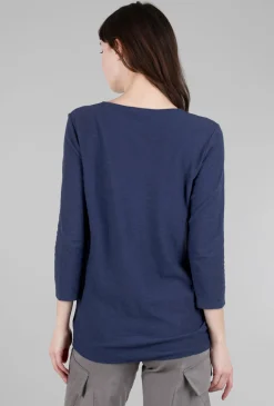 Cheap Evie Lou Split Neck Tee, Nightsky Navy