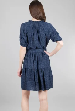 Best Sale Evie Lou Split-Neck Mini Dress, Navy