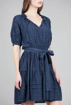Best Sale Evie Lou Split-Neck Mini Dress, Navy