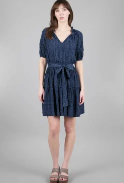 Best Sale Evie Lou Split-Neck Mini Dress, Navy