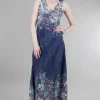 Cheap Evie Lou Spring Meadow Long Ruffle Dress, Indigo