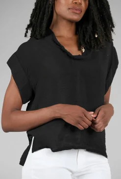 Best Sale Evie Lou S/S Cowl Parachute Top, Black