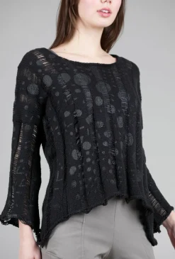 New Evie Lou Stella Drop-Stitch Pullover, Black/Dots