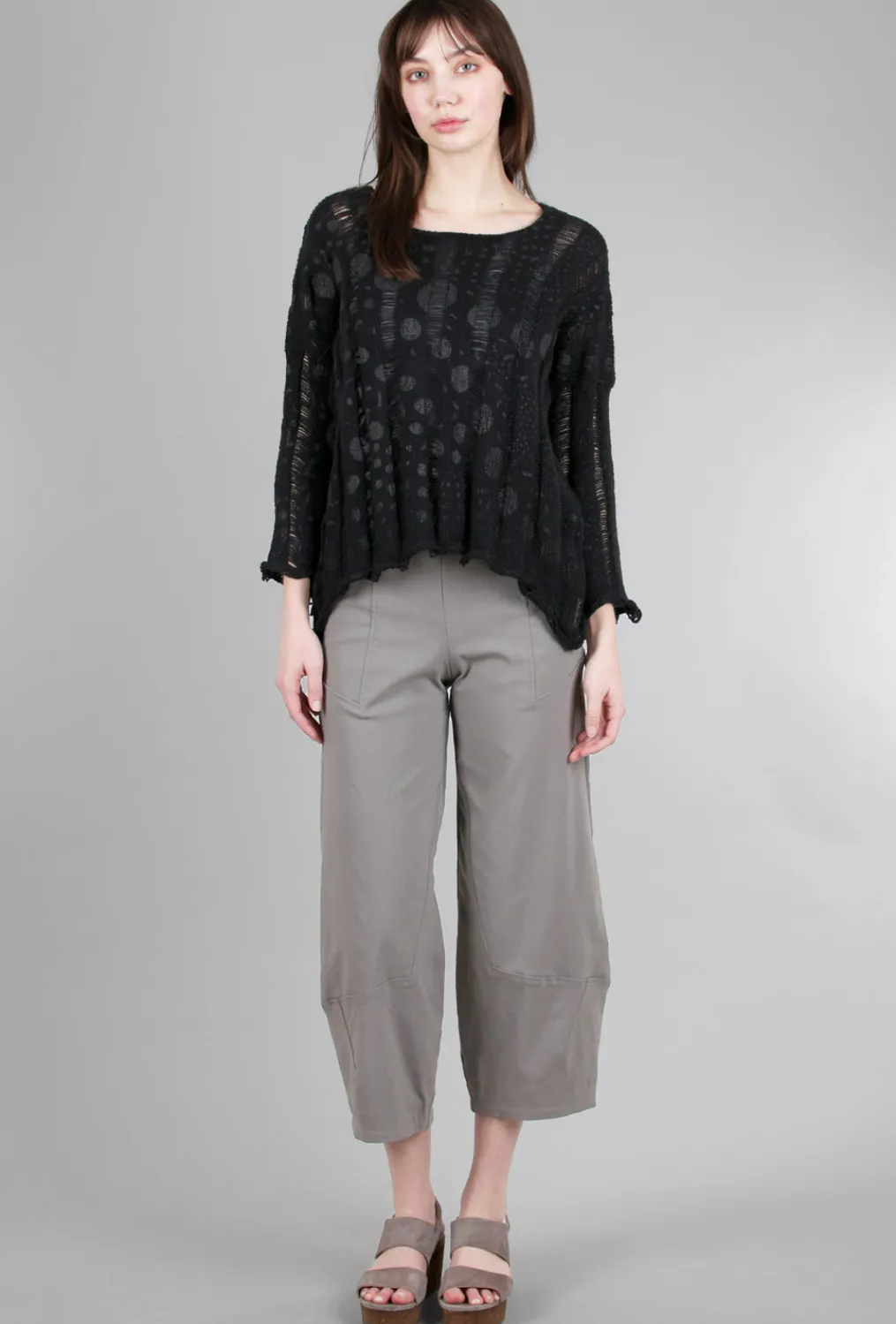 New Evie Lou Stella Drop-Stitch Pullover, Black/Dots