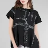 Best Evie Lou Stopper Cap Sleeve Pullover, Black/White