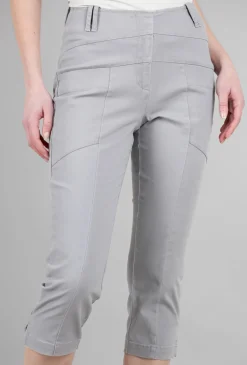 Sale Evie Lou Stretch Canvas Seam Capri, Gull Gray