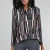 New Evie Lou Stripe Jersey Tribeca Top, Neutral Browns