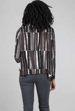 New Evie Lou Stripe Jersey Tribeca Top, Neutral Browns