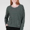 Outlet Evie Lou Striped Boxy Pocket Top, Myrtle