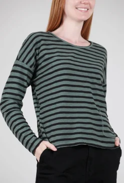 Outlet Evie Lou Striped Boxy Pocket Top, Myrtle