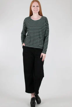 Outlet Evie Lou Striped Boxy Pocket Top, Myrtle
