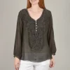 Flash Sale Evie Lou Sweetheart Scroll Blouse, Charcoal