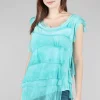 Sale Evie Lou Tattered Tiers Top, Aqua