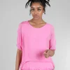 Discount Evie Lou Tattered-Trim Blouse, Hot Pink