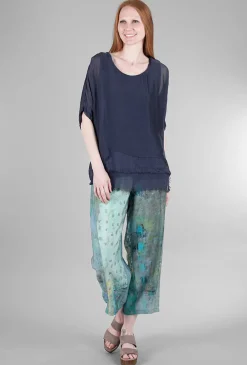 Store Evie Lou Tattered-Trim Blouse, Navy