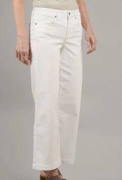 Clearance Evie Lou Teresa Wide-Leg Crop Denim, Optic White