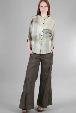 Discount Evie Lou Terraced Wide Pant, Olive