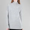 Cheap Evie Lou Textured Slouchy Funnel Sweater, Sterling Gray