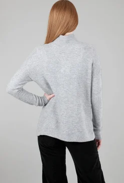 Cheap Evie Lou Textured Slouchy Funnel Sweater, Sterling Gray