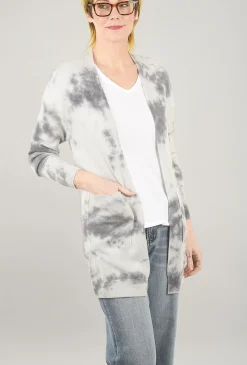 Hot Evie Lou Tie-Dye Raglan Cashmere Cardie, Platinum