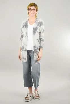 Hot Evie Lou Tie-Dye Raglan Cashmere Cardie, Platinum