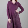 Store Evie Lou Tonal Print Dress, Aubergine
