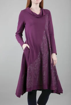 Store Evie Lou Tonal Print Dress, Aubergine