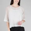 Discount Evie Lou Tonal Stitch Blouse, Ecru
