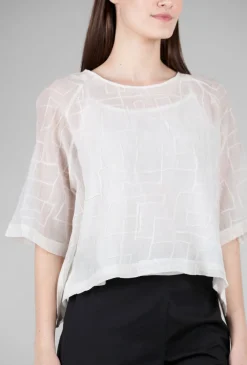 Discount Evie Lou Tonal Stitch Blouse, Ecru