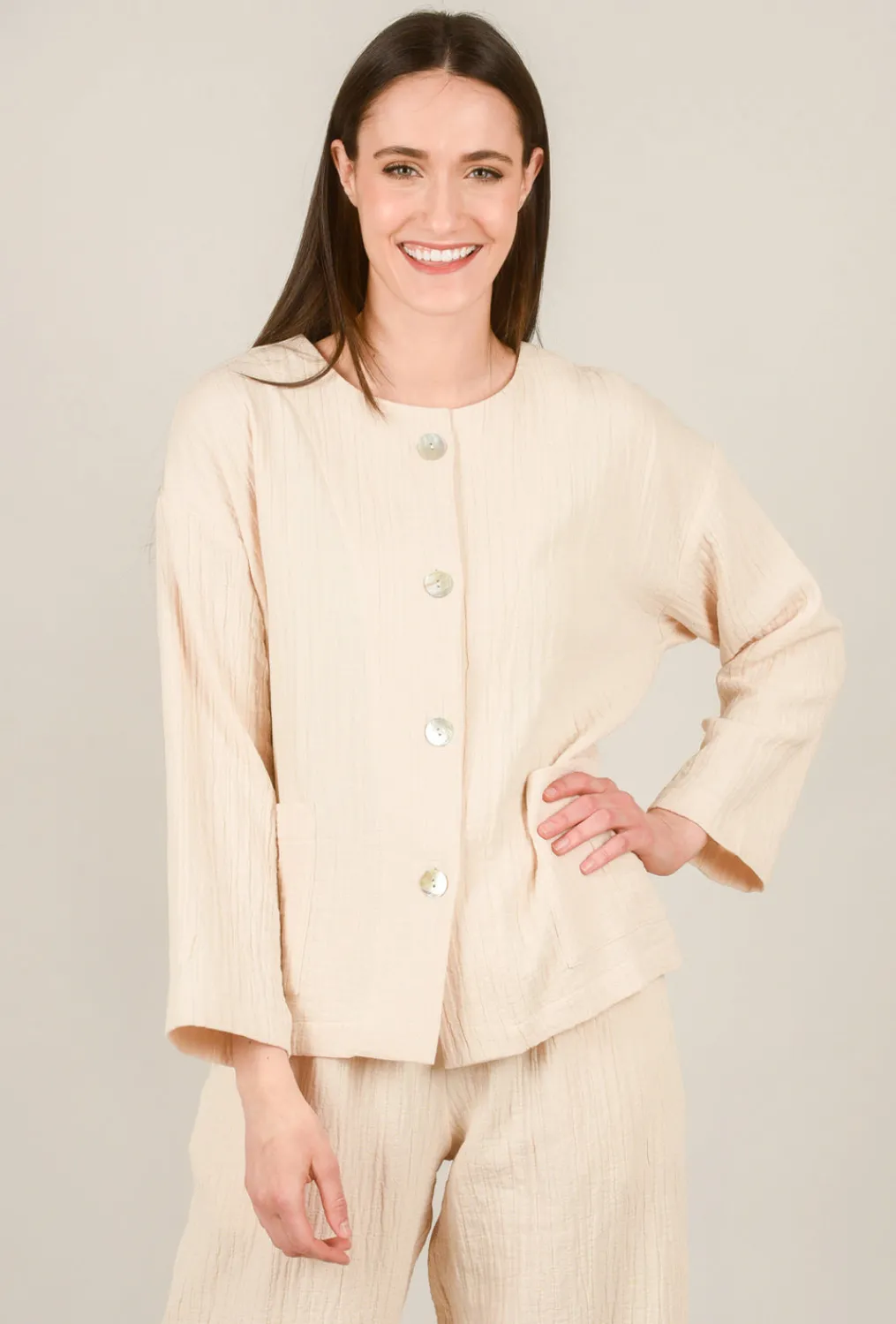 Discount Evie Lou Tonal Texture Jacket, Blush