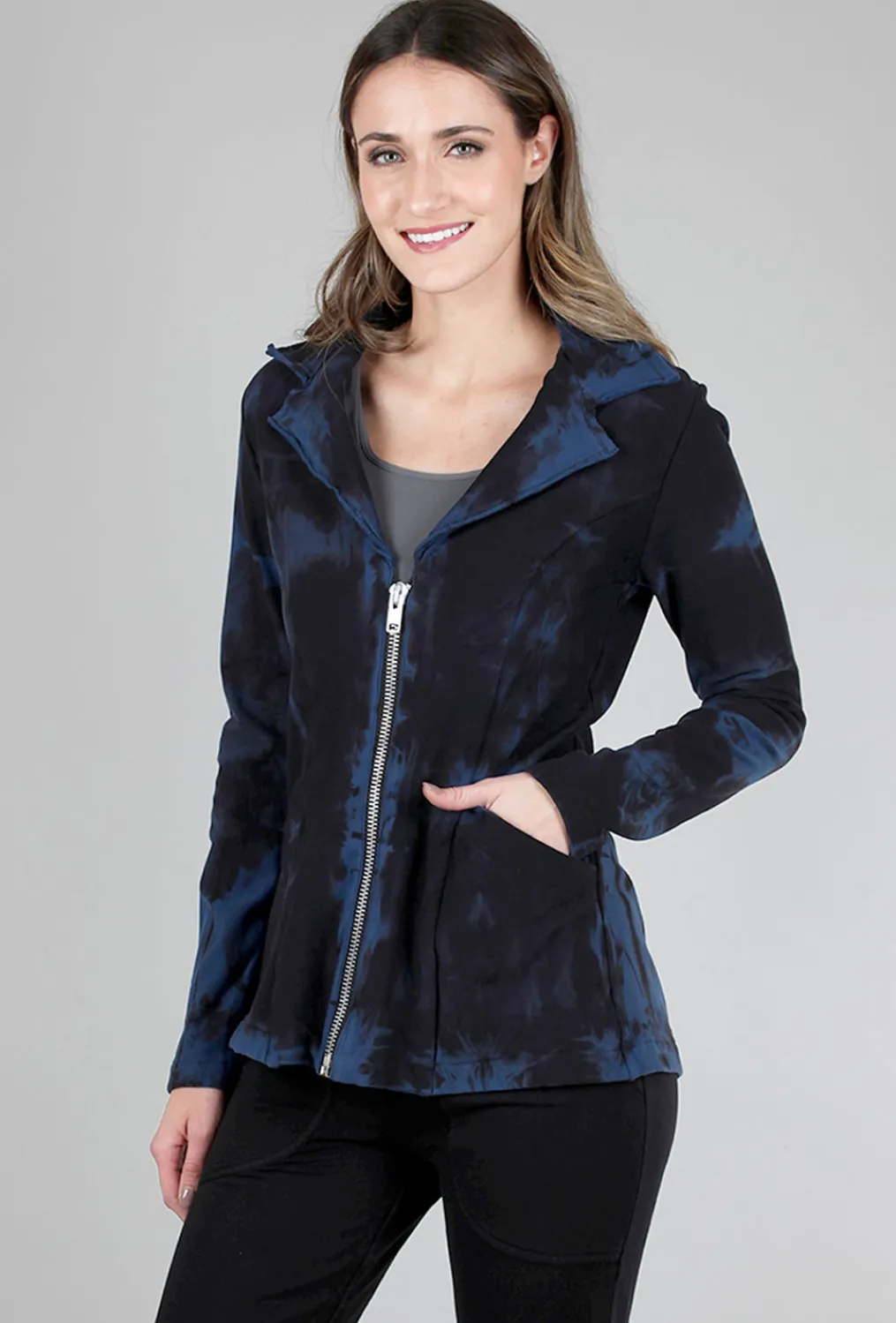 Discount Evie Lou Twist Dye Zip Jacket, Denim