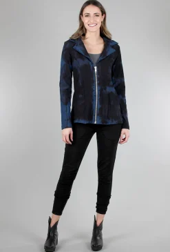 Discount Evie Lou Twist Dye Zip Jacket, Denim