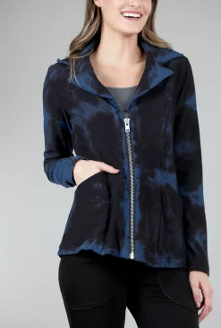 Discount Evie Lou Twist Dye Zip Jacket, Denim