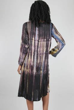 Hot Evie Lou Twist-Dye Silky Dress, Blue Multi