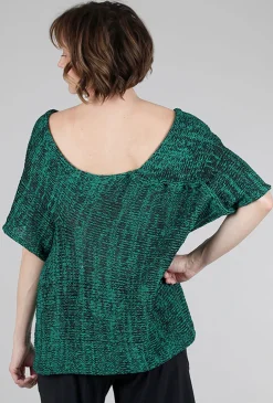 Clearance Evie Lou Twisty Sweater, Teal/Black